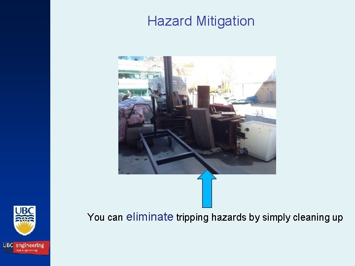 Hazard Mitigation You can eliminate tripping hazards by simply cleaning up 