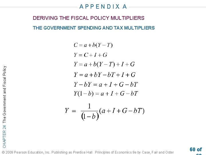 APPENDIX A DERIVING THE FISCAL POLICY MULTIPLIERS CHAPTER 24 The Government and Fiscal Policy
