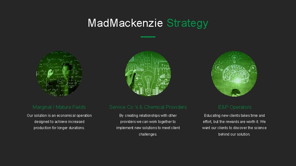 Mad. Mackenzie Strategy Marginal / Mature Fields Service Co. 's & Chemical Providers E&P Mad. Mackenzie Strategy Marginal / Mature Fields Service Co. 's & Chemical Providers E&P