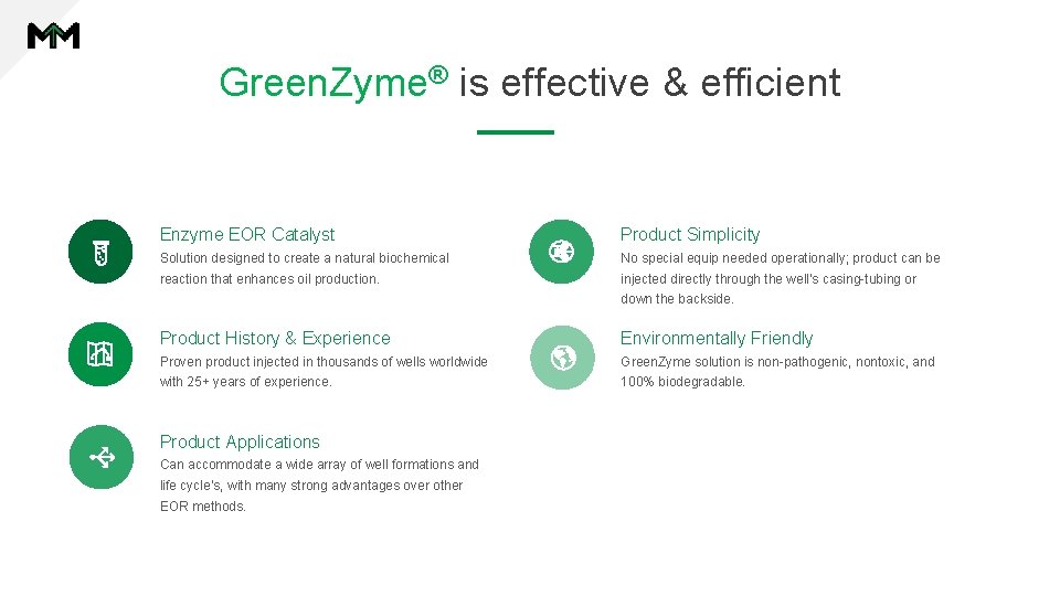Green. Zyme® is effective & efficient Enzyme EOR Catalyst Product Simplicity Solution designed to Green. Zyme® is effective & efficient Enzyme EOR Catalyst Product Simplicity Solution designed to