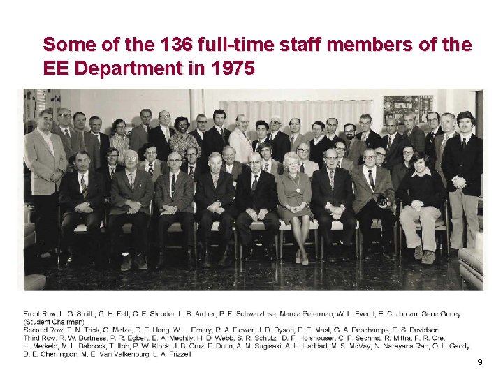 Some of the 136 full-time staff members of the EE Department in 1975 9