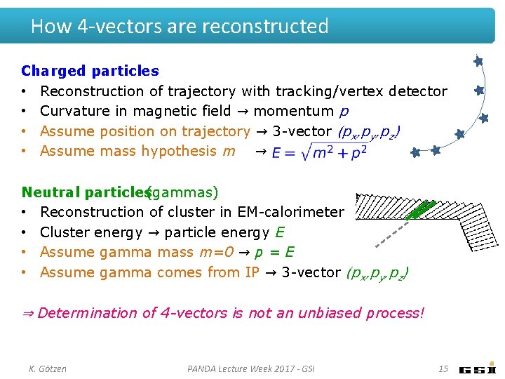 How 4 -vectors are reconstructed Charged particles • Reconstruction of trajectory with tracking/vertex detector How 4 -vectors are reconstructed Charged particles • Reconstruction of trajectory with tracking/vertex detector