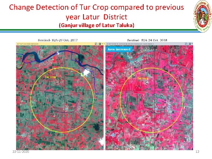 Change Detection of Tur Crop compared to previous year Latur District (Ganjur village of