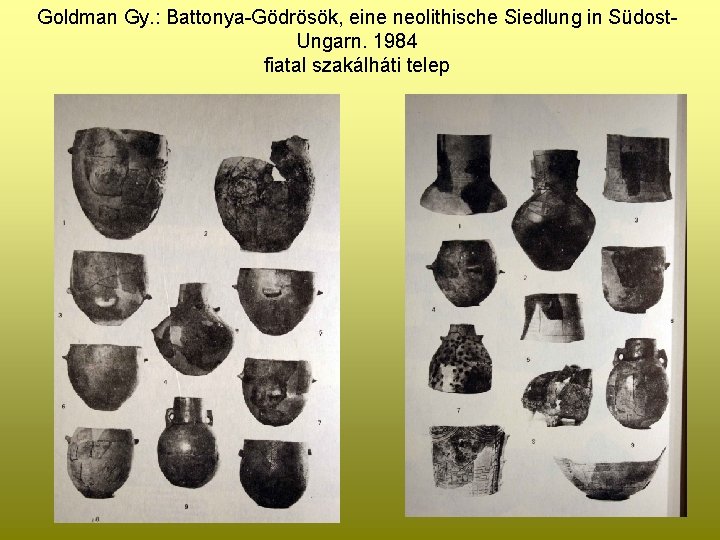 Goldman Gy. : Battonya-Gödrösök, eine neolithische Siedlung in Südost. Ungarn. 1984 fiatal szakálháti telep