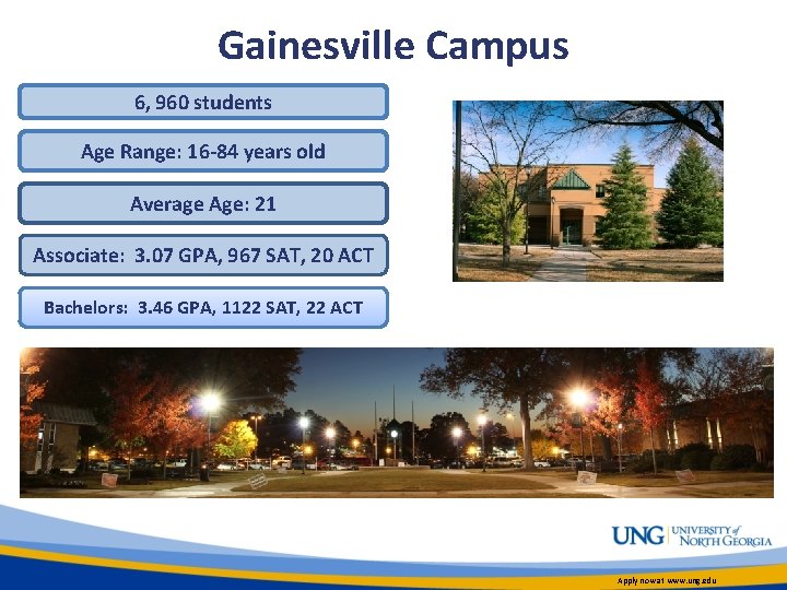 Gainesville Campus 6, 960 students Age Range: 16 -84 years old Average Age: 21