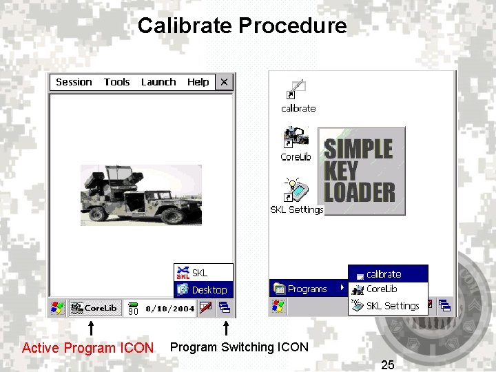 Calibrate Procedure Active Program ICON Program Switching ICON 25 