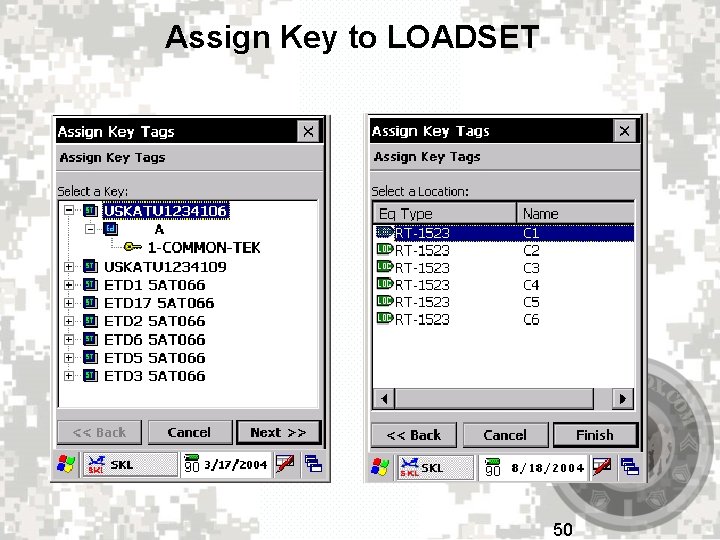 Assign Key to LOADSET 50 