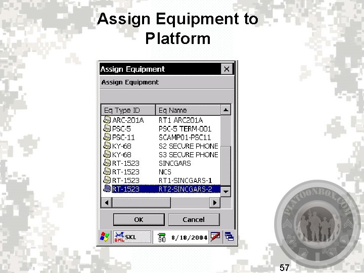 Assign Equipment to Platform 57 