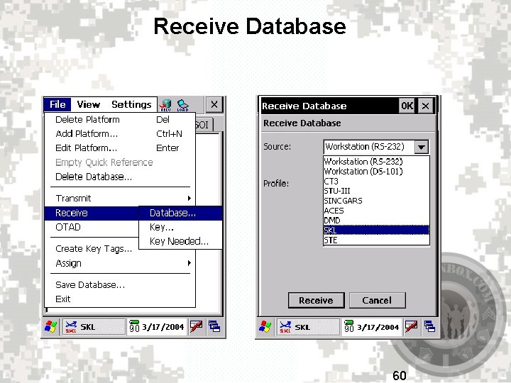 Receive Database 60 