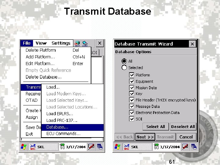 Transmit Database 61 