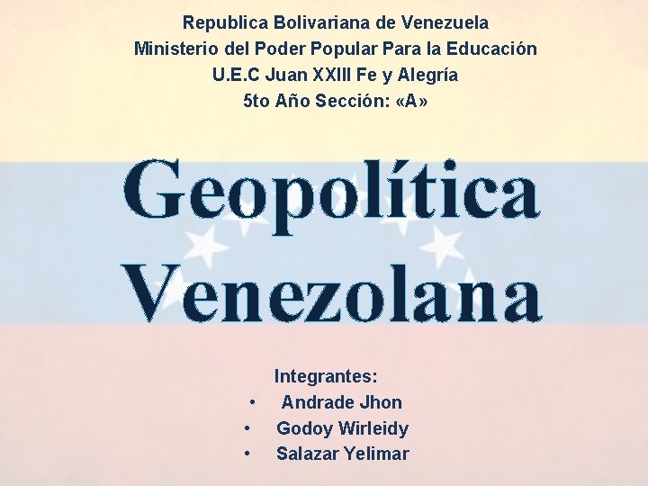 Republica Bolivariana de Venezuela Ministerio del Poder Popular Para la Educación U. E. C