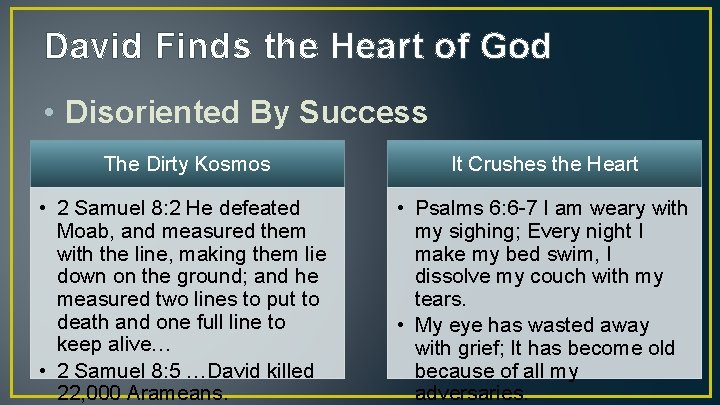 David Finds the Heart of God • Disoriented By Success The Dirty Kosmos It