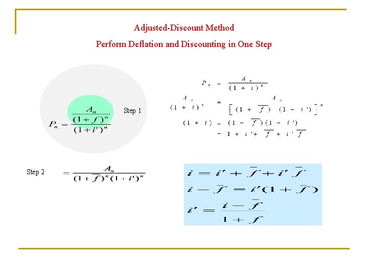 Adjusted-Discount Method Perform Deflation and Discounting in One Step 1 Step 2 