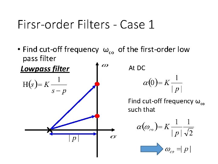 Firsr-order Filters - Case 1 • Find cut-off frequency ωco of the first-order low