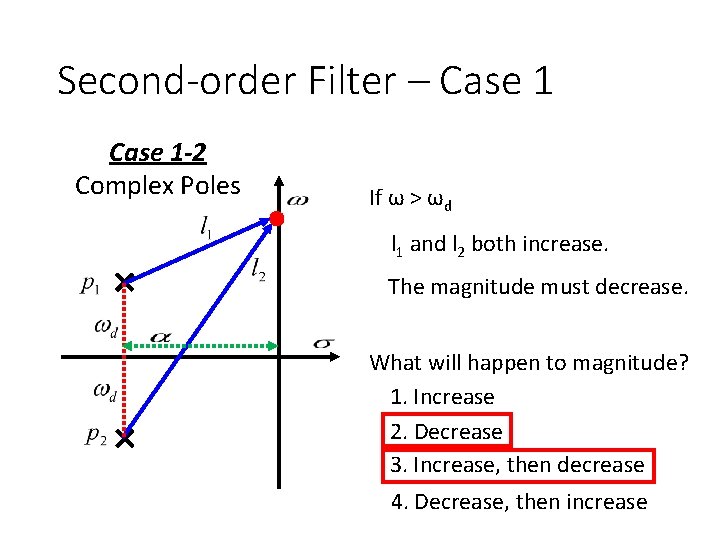 Second-order Filter – Case 1 -2 Complex Poles If ω > ωd l 1