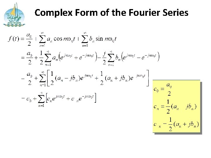 Complex Form of the Fourier Series 