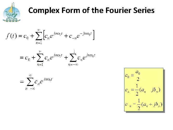 Complex Form of the Fourier Series 