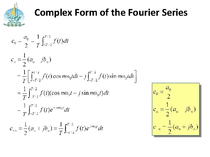 Complex Form of the Fourier Series 