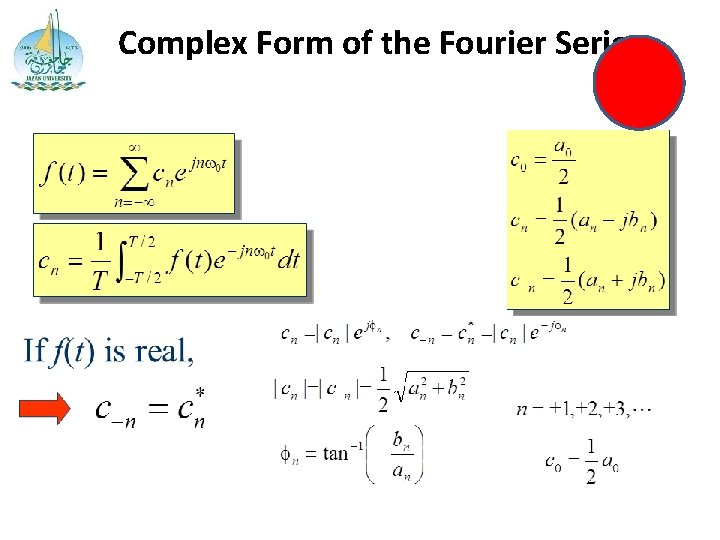 Complex Form of the Fourier Series 