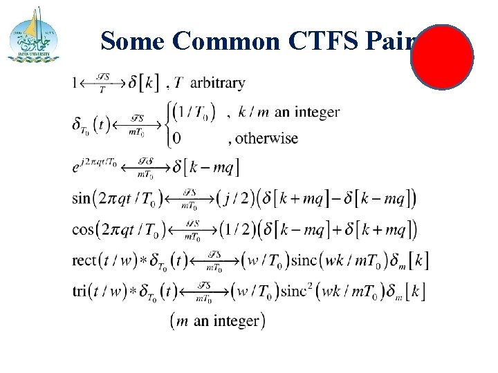 Some Common CTFS Pairs 