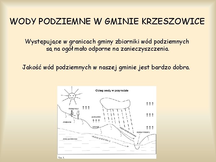 WODY PODZIEMNE W GMINIE KRZESZOWICE Występujące w granicach gminy zbiorniki wód podziemnych są na