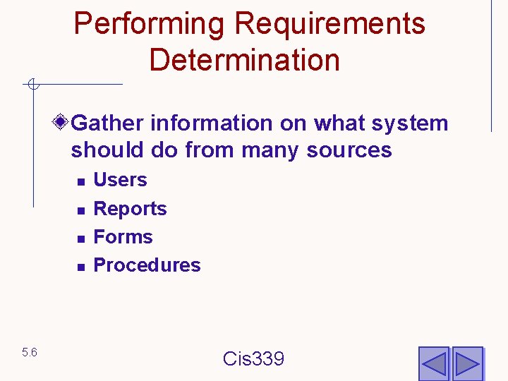 Performing Requirements Determination Gather information on what system should do from many sources n