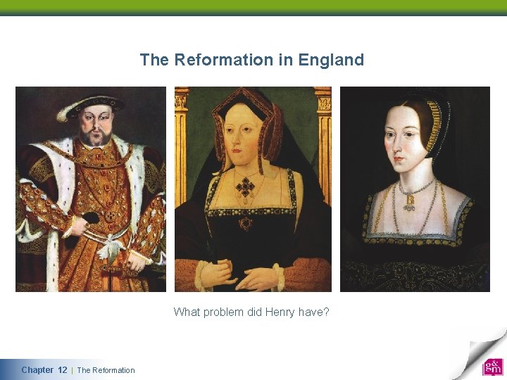 The Reformation in England What problem did Henry have? Chapter 12 | The Reformation 