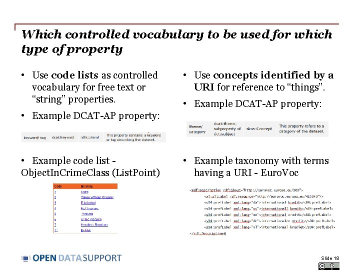 Which controlled vocabulary to be used for which type of property • Use code