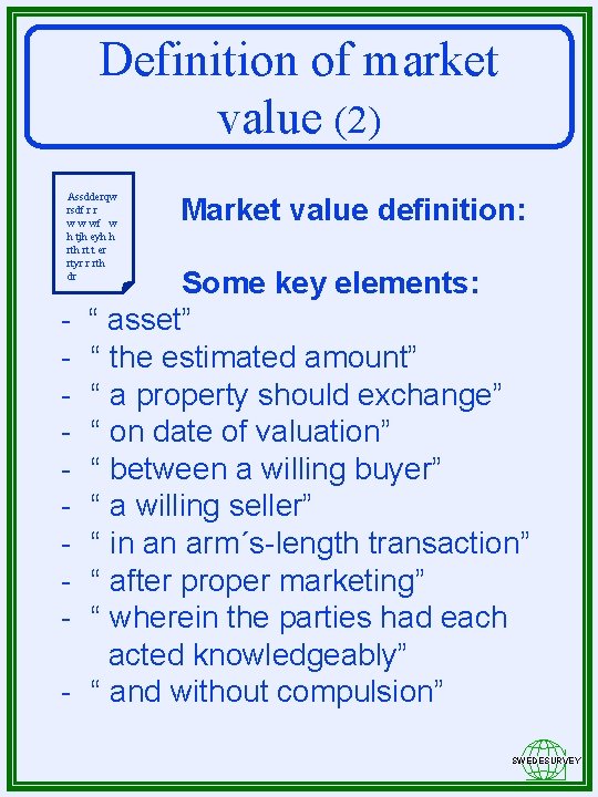 Definition of market value (2) Assdderqw rsdf r r w w wf w h