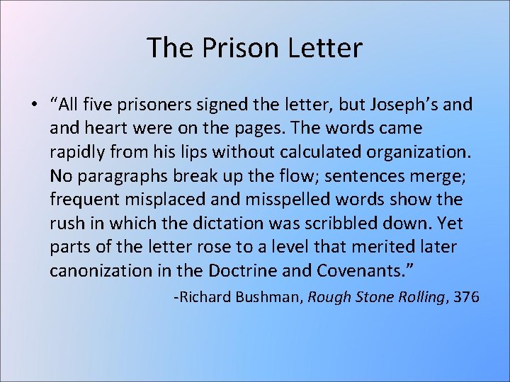 The Prison Letter • “All five prisoners signed the letter, but Joseph’s and heart