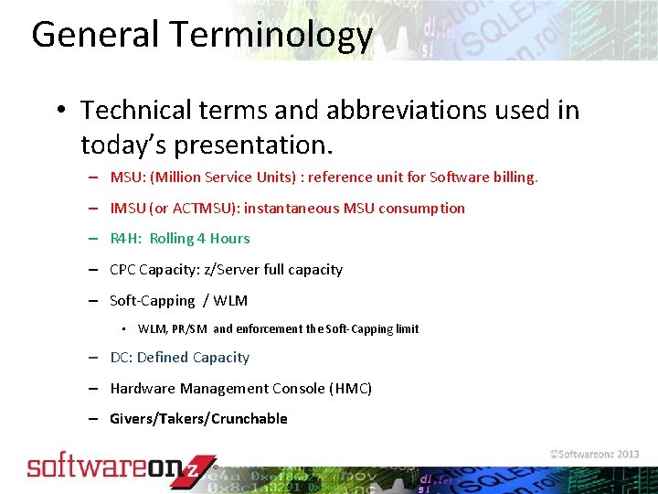 General Terminology • Technical terms and abbreviations used in today’s presentation. – MSU: (Million