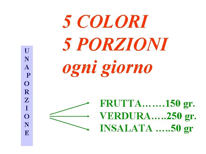 U N A P O R Z I O N E 5 COLORI 5 U N A P O R Z I O N E 5 COLORI 5