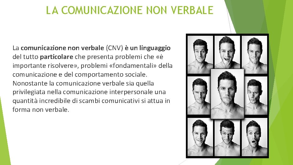 LA COMUNICAZIONE NON VERBALE La comunicazione non verbale (CNV) è un linguaggio del tutto