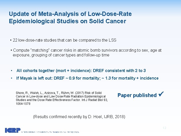 Update of Meta-Analysis of Low-Dose-Rate Epidemiological Studies on Solid Cancer • 22 low-dose-rate studies