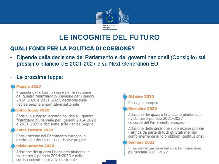LE INCOGNITE DEL FUTURO QUALI FONDI PER LA POLITICA DI COESIONE? • Dipende dalla LE INCOGNITE DEL FUTURO QUALI FONDI PER LA POLITICA DI COESIONE? • Dipende dalla