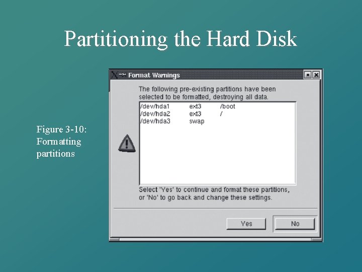 Partitioning the Hard Disk Figure 3 -10: Formatting partitions 