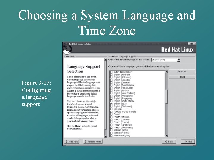 Choosing a System Language and Time Zone Figure 3 -15: Configuring a language support