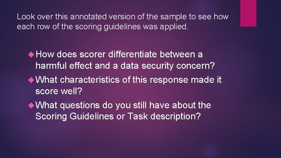 Look over this annotated version of the sample to see how each row of