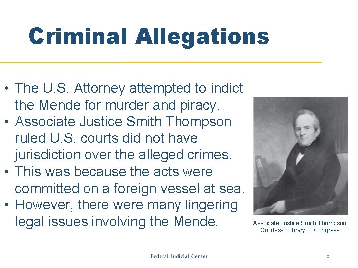 Criminal Allegations • The U. S. Attorney attempted to indict the Mende for murder Criminal Allegations • The U. S. Attorney attempted to indict the Mende for murder