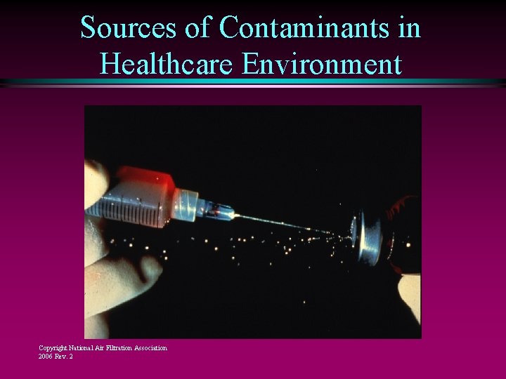 Sources of Contaminants in Healthcare Environment Copyright National Air Filtration Association 2006 Rev. 2