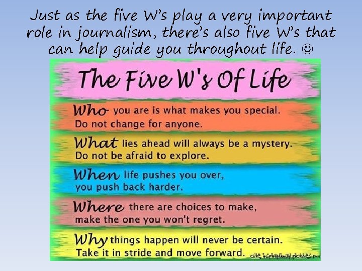 Just as the five W’s play a very important role in journalism, there’s also