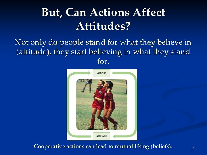 But, Can Actions Affect Attitudes? Not only do people stand for what they believe