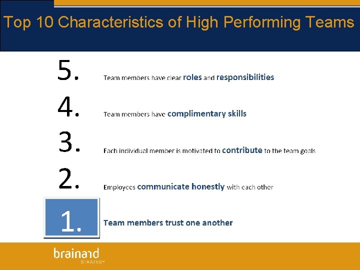 Top 10 Characteristics of High Performing Teams 