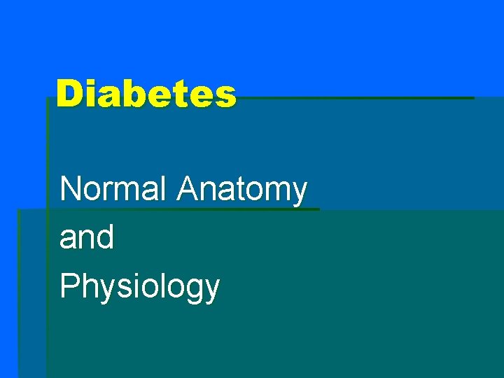 Diabetes Normal Anatomy and Physiology 