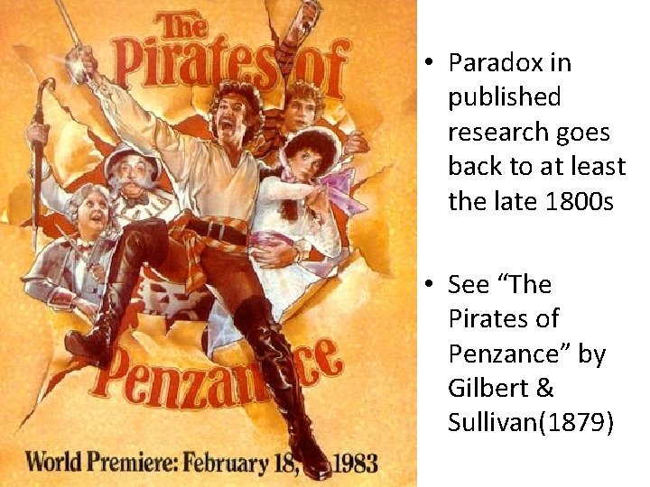  • Paradox in published research goes back to at least the late 1800
