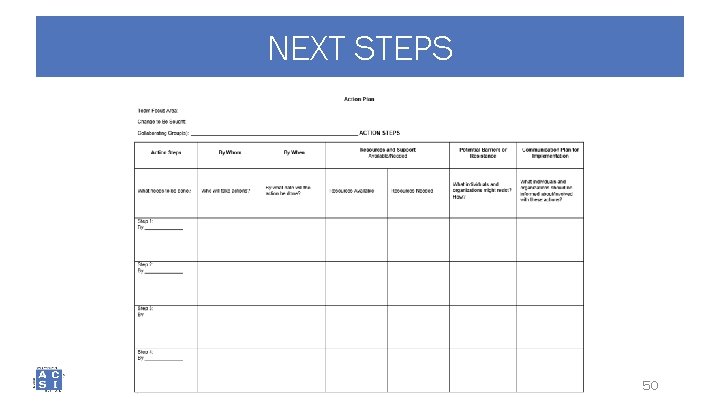 NEXT STEPS 50 