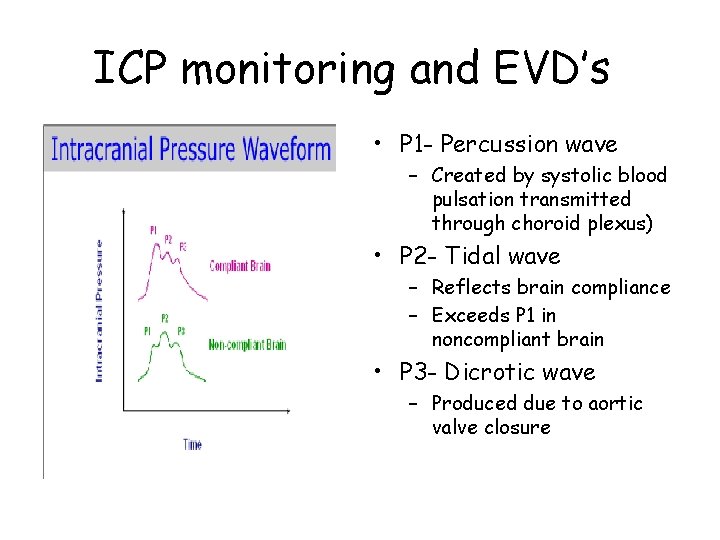ICP monitoring and EVD’s • P 1 - Percussion wave – Created by systolic