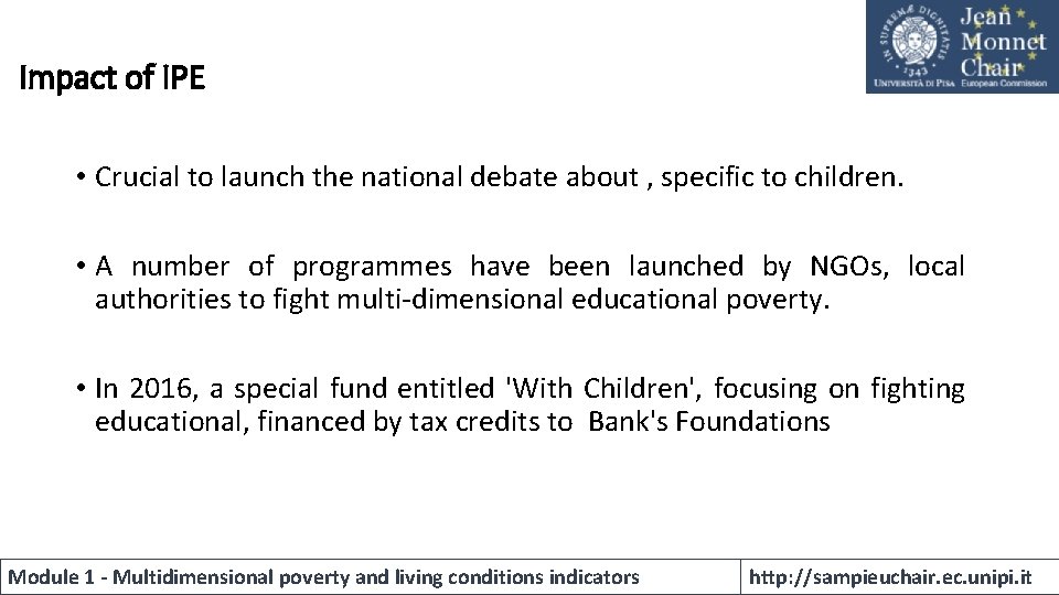 Impact of IPE • Crucial to launch the national debate about , specific to Impact of IPE • Crucial to launch the national debate about , specific to