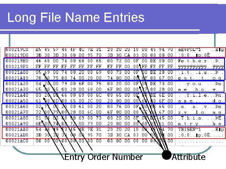 Long File Name Entries Entry Order Number Attribute 