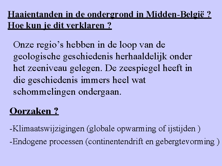 Haaientanden in de ondergrond in Midden-België ? Hoe kun je dit verklaren ? Onze